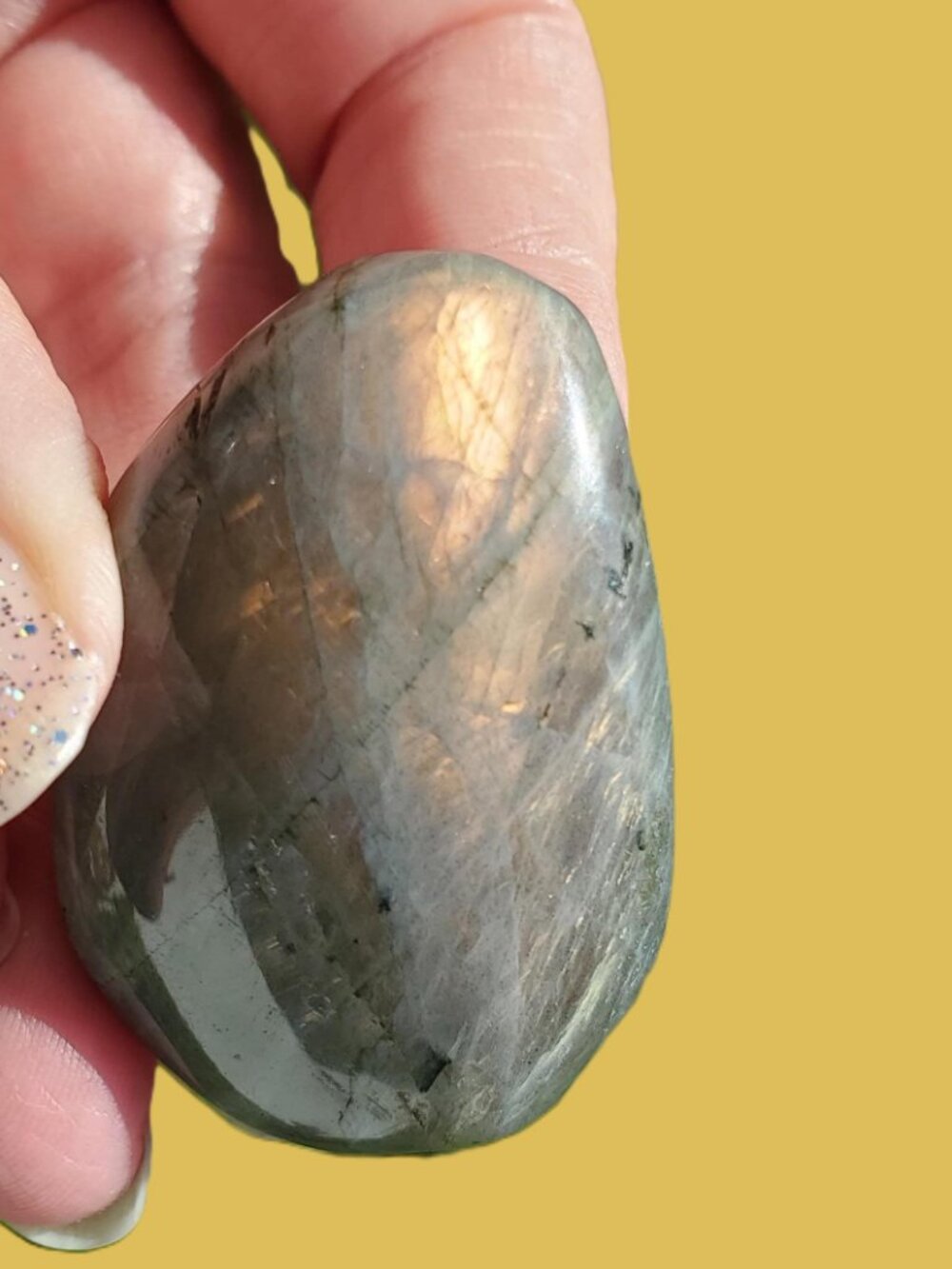 Labradorite Mini Palm Pink Yellow Green Flash (L103)